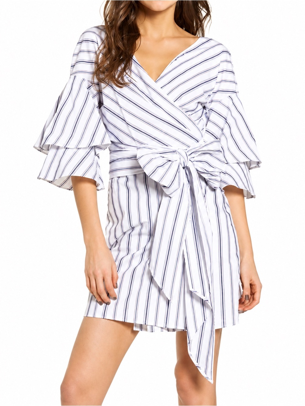 Wayf NWT Beckett striped wrap dress, XS